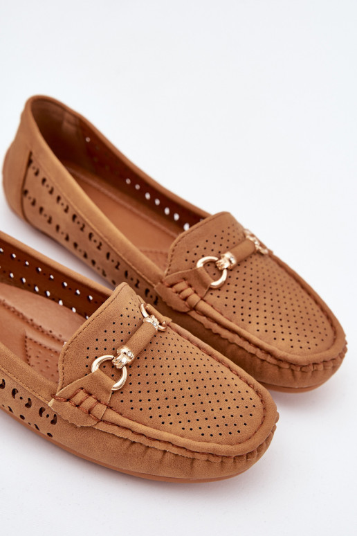 dames mocassins met elementen van opengeInerkt met ornamenten bruine kleur Kaydance dames mocassins met elementen van opengeInerkt met ornamenten bruine kleur Kaydance