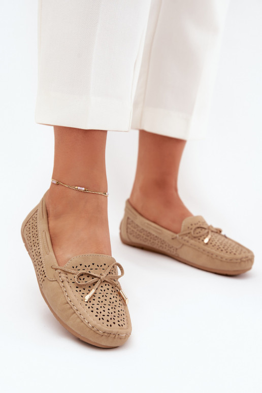 dames mocassins met opengeInerkte elementen I INiązaniem kaki kleuren Mirisa dames mocassins met opengeInerkte elementen I INiązaniem kaki kleuren Mirisa