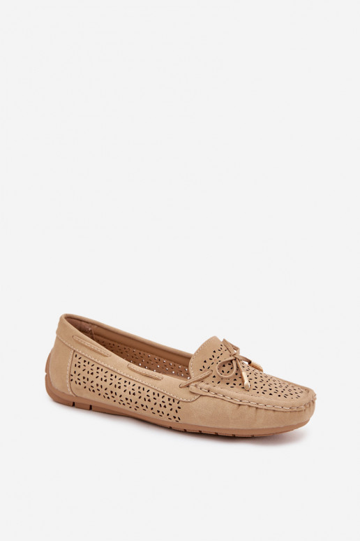 dames mocassins met opengeInerkte elementen I INiązaniem kaki kleuren Mirisa dames mocassins met opengeInerkte elementen I INiązaniem kaki kleuren Mirisa