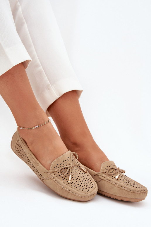 dames mocassins met opengeInerkte elementen I INiązaniem kaki kleuren Mirisa dames mocassins met opengeInerkte elementen I INiązaniem kaki kleuren Mirisa