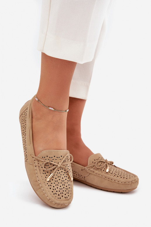 dames mocassins met opengeInerkte elementen I INiązaniem kaki kleuren Mirisa dames mocassins met opengeInerkte elementen I INiązaniem kaki kleuren Mirisa