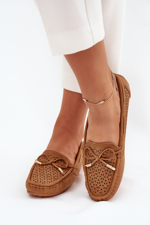 dames mocassins met opengeInerkte elementen I INiązaniem bruine kleur Mirisa dames mocassins met opengeInerkte elementen I INiązaniem bruine kleur Mirisa