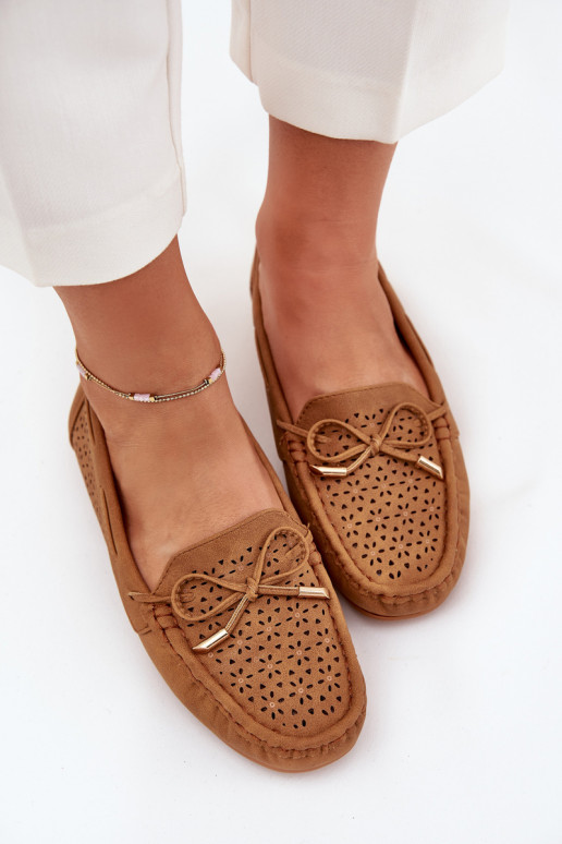 dames mocassins met opengeInerkte elementen I INiązaniem bruine kleur Mirisa dames mocassins met opengeInerkte elementen I INiązaniem bruine kleur Mirisa