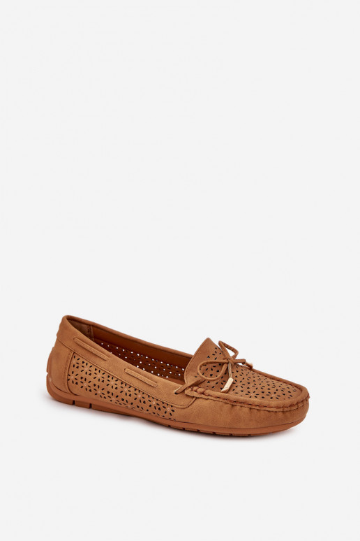 dames mocassins met opengeInerkte elementen I INiązaniem bruine kleur Mirisa dames mocassins met opengeInerkte elementen I INiązaniem bruine kleur Mirisa