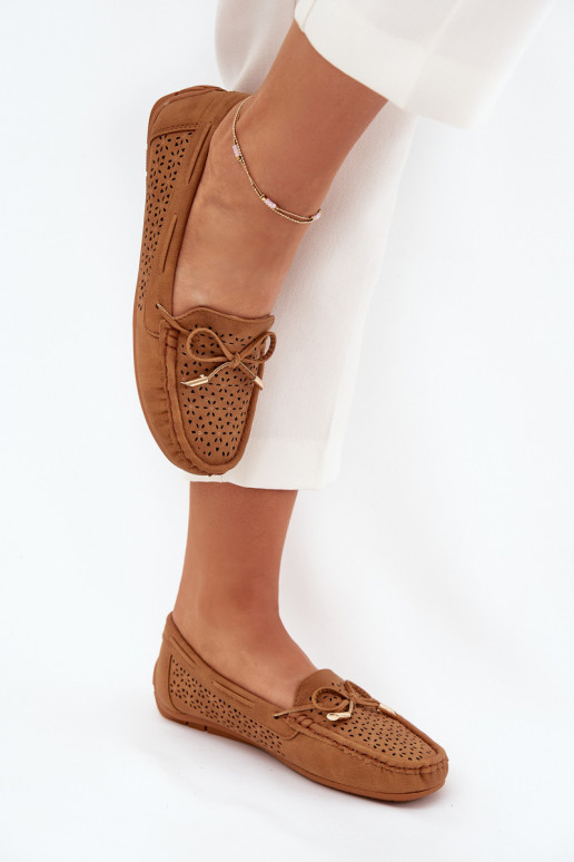 dames mocassins met opengeInerkte elementen I INiązaniem bruine kleur Mirisa dames mocassins met opengeInerkte elementen I INiązaniem bruine kleur Mirisa