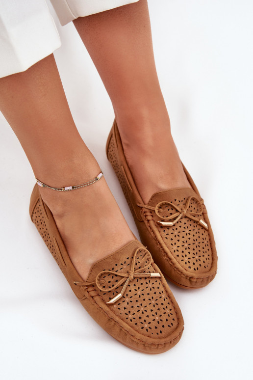 dames mocassins met opengeInerkte elementen I INiązaniem bruine kleur Mirisa dames mocassins met opengeInerkte elementen I INiązaniem bruine kleur Mirisa