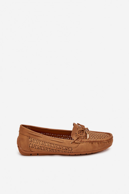 dames mocassins met opengeInerkte elementen I INiązaniem bruine kleur Mirisa dames mocassins met opengeInerkte elementen I INiązaniem bruine kleur Mirisa