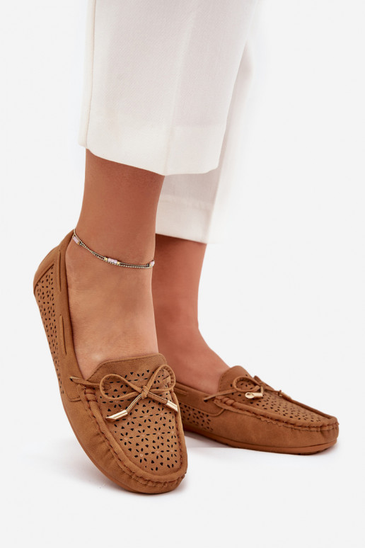 dames mocassins met opengeInerkte elementen I INiązaniem bruine kleur Mirisa dames mocassins met opengeInerkte elementen I INiązaniem bruine kleur Mirisa
