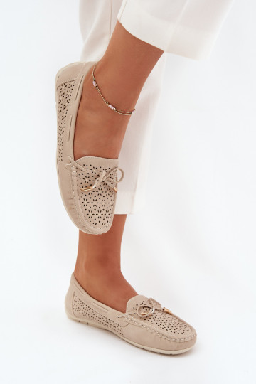 dames mocassins met opengeInerkte elementen I INiązaniem beige Mirisa