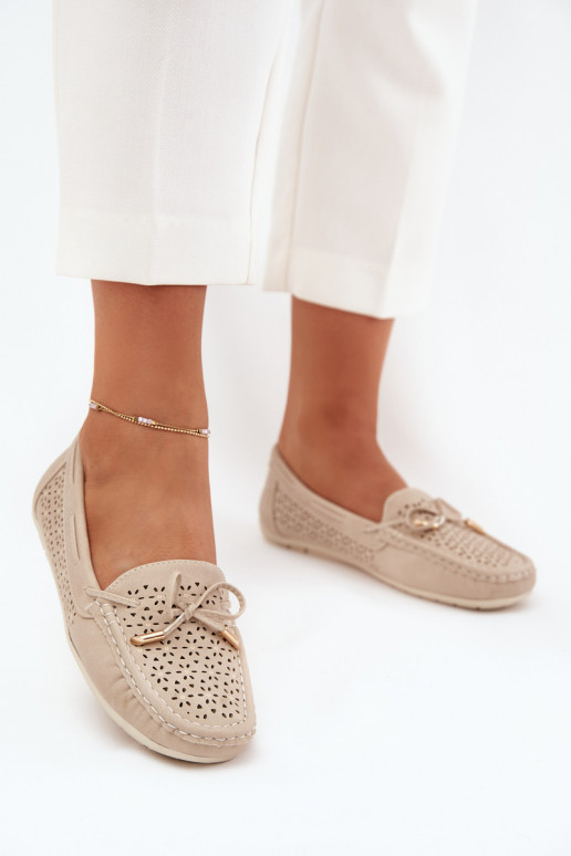 dames mocassins met opengeInerkte elementen I INiązaniem beige Mirisa dames mocassins met opengeInerkte elementen I INiązaniem beige Mirisa