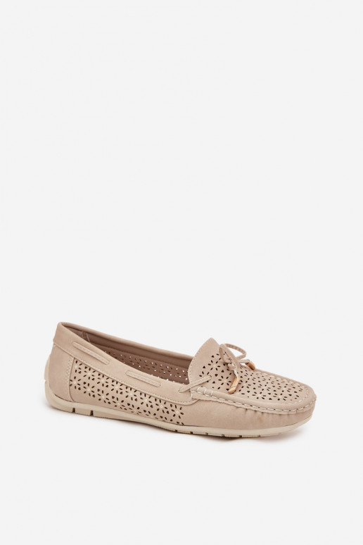 dames mocassins met opengeInerkte elementen I INiązaniem beige Mirisa dames mocassins met opengeInerkte elementen I INiązaniem beige Mirisa