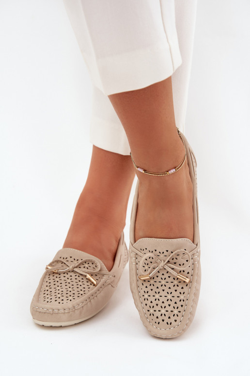 dames mocassins met opengeInerkte elementen I INiązaniem beige Mirisa dames mocassins met opengeInerkte elementen I INiązaniem beige Mirisa