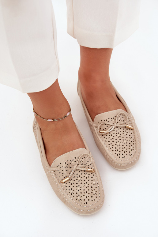 dames mocassins met opengeInerkte elementen I INiązaniem beige Mirisa dames mocassins met opengeInerkte elementen I INiązaniem beige Mirisa