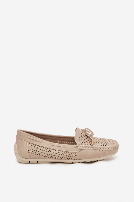 dames mocassins met opengeInerkte elementen I INiązaniem beige Mirisa dames mocassins met opengeInerkte elementen I INiązaniem beige Mirisa