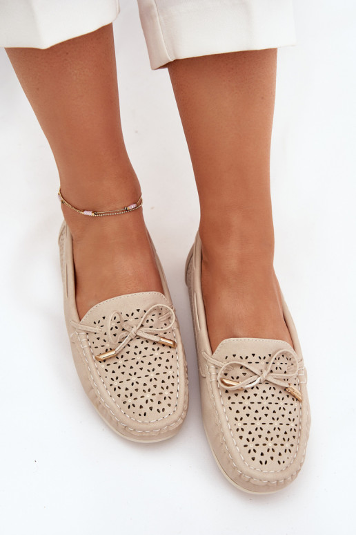 dames mocassins met opengeInerkte elementen I INiązaniem beige Mirisa dames mocassins met opengeInerkte elementen I INiązaniem beige Mirisa