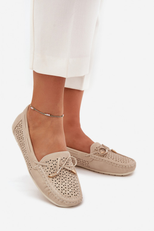 dames mocassins met opengeInerkte elementen I INiązaniem beige Mirisa dames mocassins met opengeInerkte elementen I INiązaniem beige Mirisa
