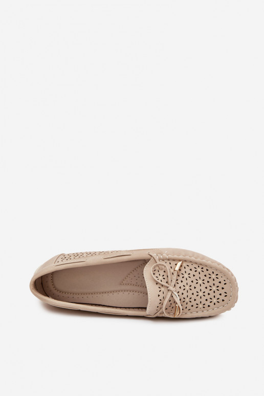 dames mocassins met opengeInerkte elementen I INiązaniem beige Mirisa dames mocassins met opengeInerkte elementen I INiązaniem beige Mirisa