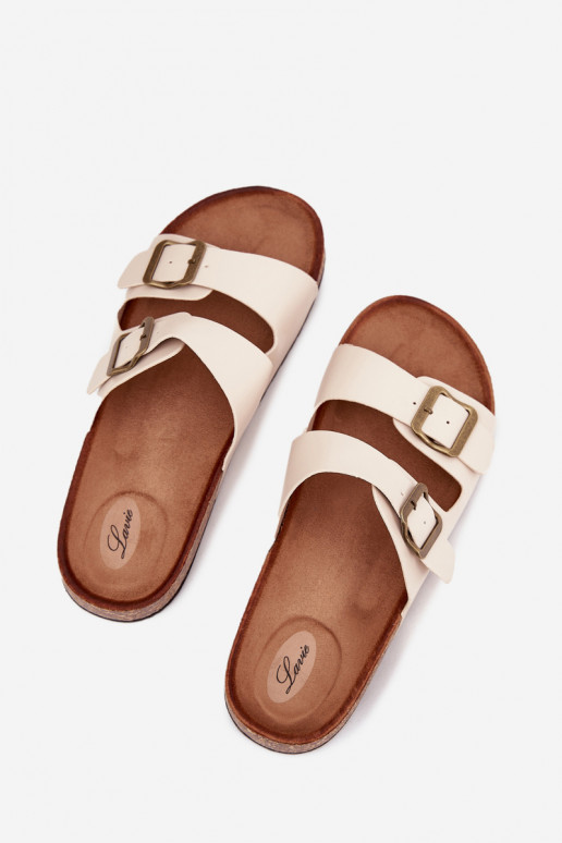 Dames Slippers met platform met gespen beige Vesina Dames Slippers met platform met gespen beige Vesina