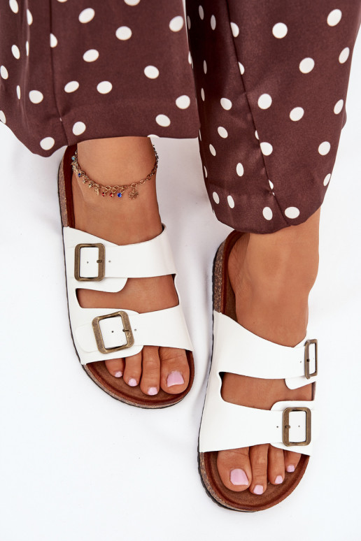 Dames Slippers met platform met gespen Initte kleur Vesina Dames Slippers met platform met gespen Initte kleur Vesina