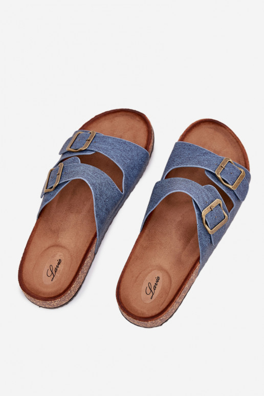 Dames Slippers met platform met gespen Donker Jeans Vesina