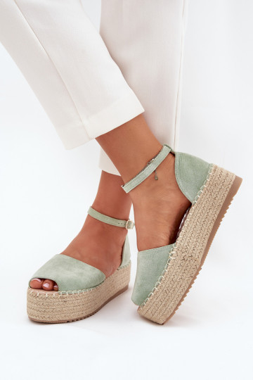 sandalen Espadrilles met platform Met Vlecht mint kleuren Selise