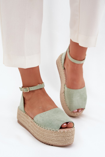 sandalen Espadrilles met platform Met Vlecht mint kleuren Selise 2