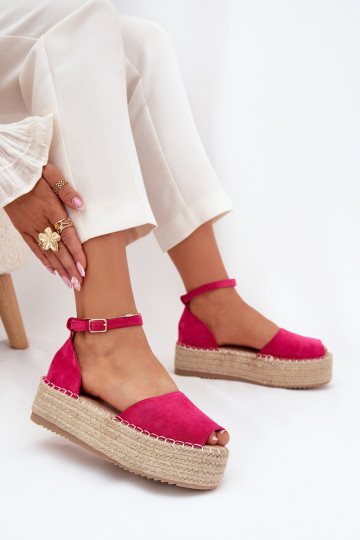 sandalen Espadrilles met platform Met Vlecht roze Selise