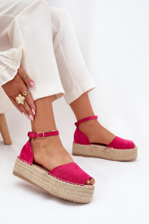 sandalen Espadrilles met platform Met Vlecht roze Selise