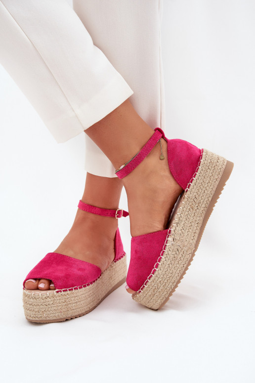 sandalen Espadrilles met platform Met Vlecht roze Selise
