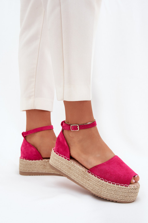 sandalen Espadrilles met platform Met Vlecht roze Selise