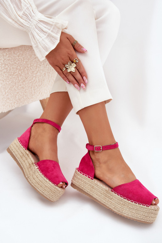 sandalen Espadrilles met platform Met Vlecht roze Selise