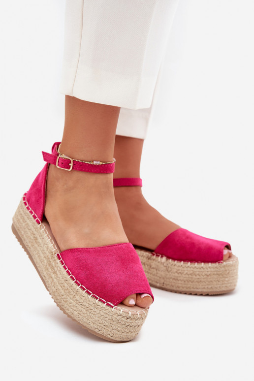 sandalen Espadrilles met platform Met Vlecht roze Selise