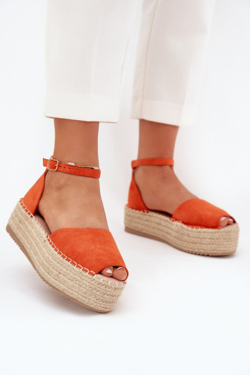 sandalen Espadrilles met platform Met Vlecht oranje Selise