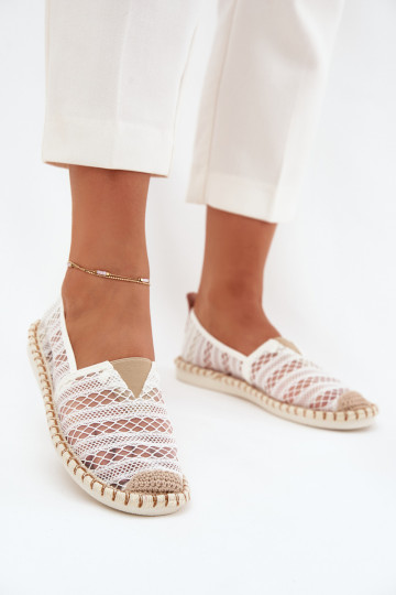 Dames witte gehaakte espadrilles met gaas Faylira 2