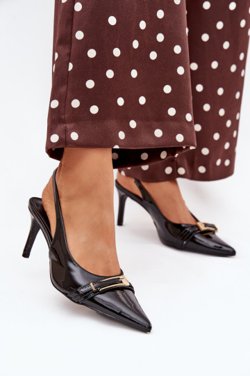 met lakeffect Schoenen met dunne hakken met gouden gespen zInart Vivae