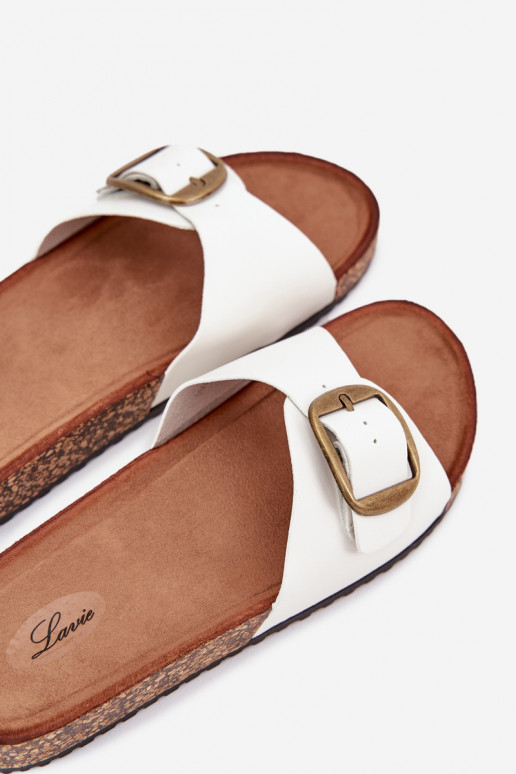 Damespantoffels met platform met gespen Initte kleur Vianara Damespantoffels met platform met gespen Initte kleur Vianara