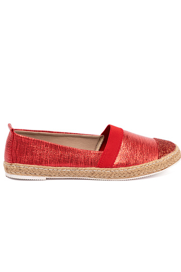 rood espadrilles z błyszczącą nitką 2