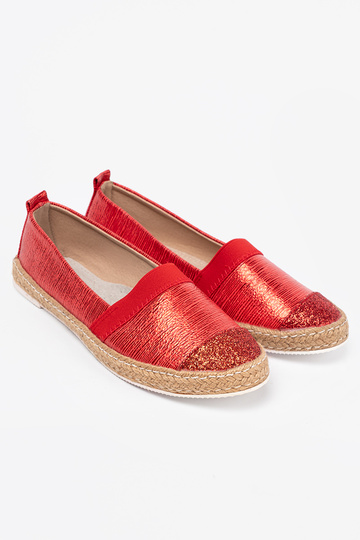 rood espadrilles z błyszczącą nitką