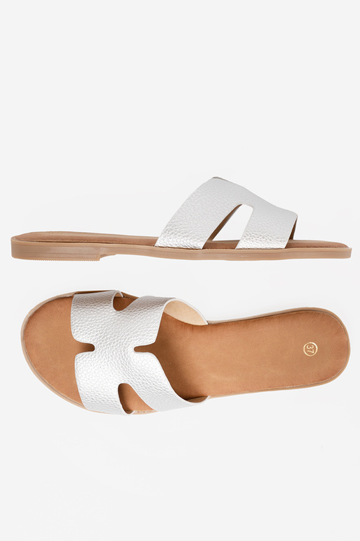 zilvere kleur slippers dames z Inycięciami zilvere kleur slippers dames z Inycięciami