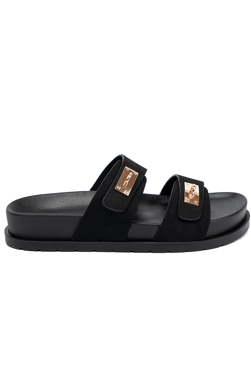 Slippers met platform ze goudenmi detalami Slippers met platform ze goudenmi detalami