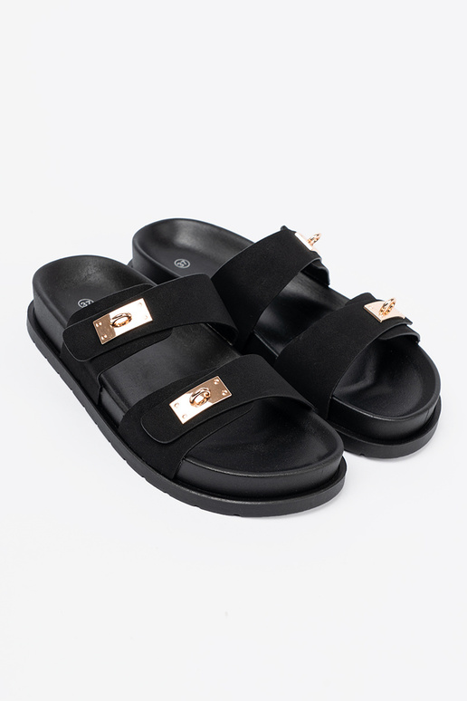 Slippers met platform ze goudenmi detalami Slippers met platform ze goudenmi detalami