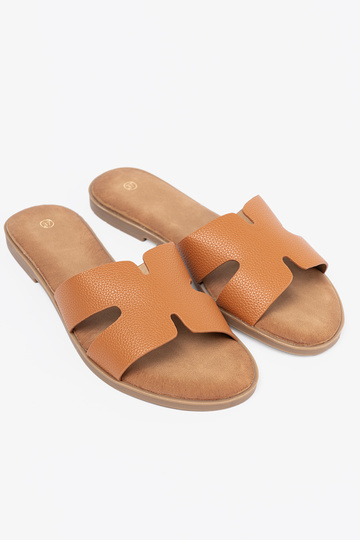 karamel kleuren slippers dames z Inycięciami