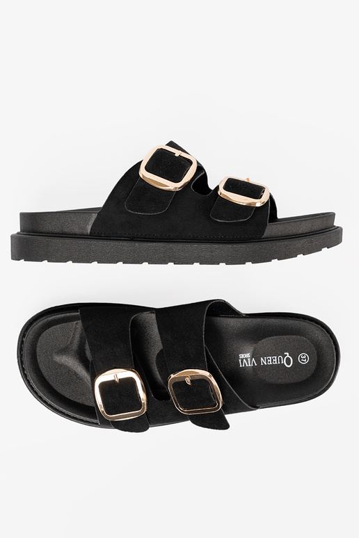 Slippers dames zInart ze goudenmi klamrami Slippers dames zInart ze goudenmi klamrami