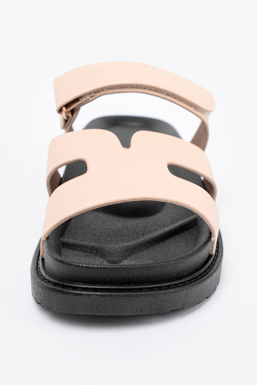 beige slippers met riemen Klittenband