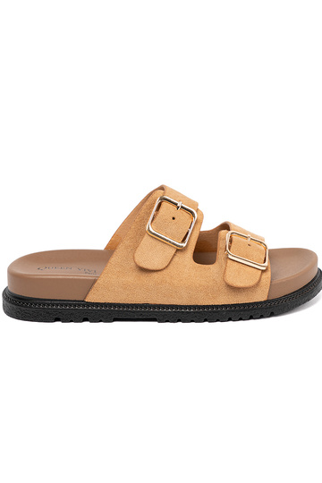 karamel kleuren slippers dames ze goudenmi klamrami 2