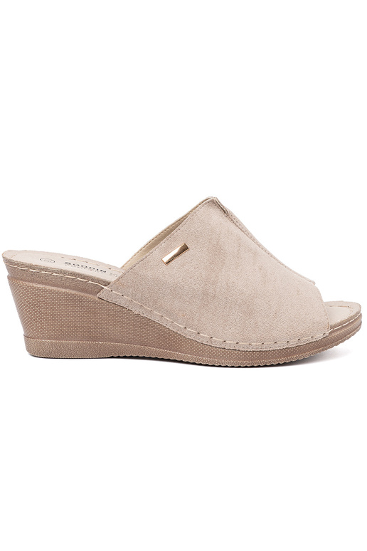 beige dames slippers met platform