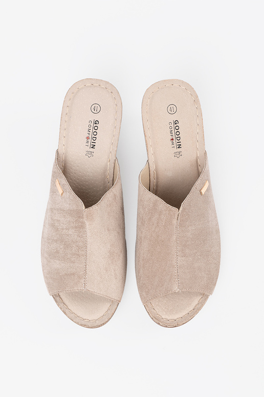 beige dames slippers met platform