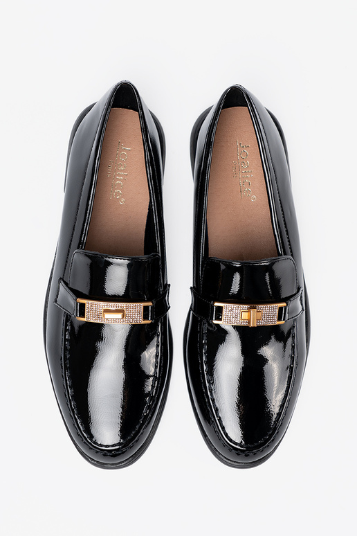 Elegante stijl gelakt Dames mocassins z złotą ozdobą