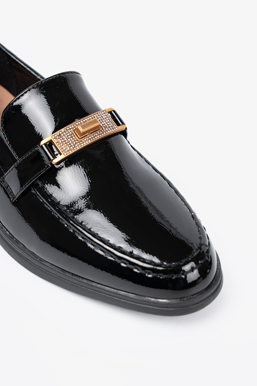 Elegante stijl gelakt Dames mocassins z złotą ozdobą