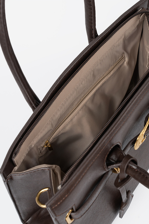 Donker bruin Handtas met decoratieve gesp In goudenm kolorze